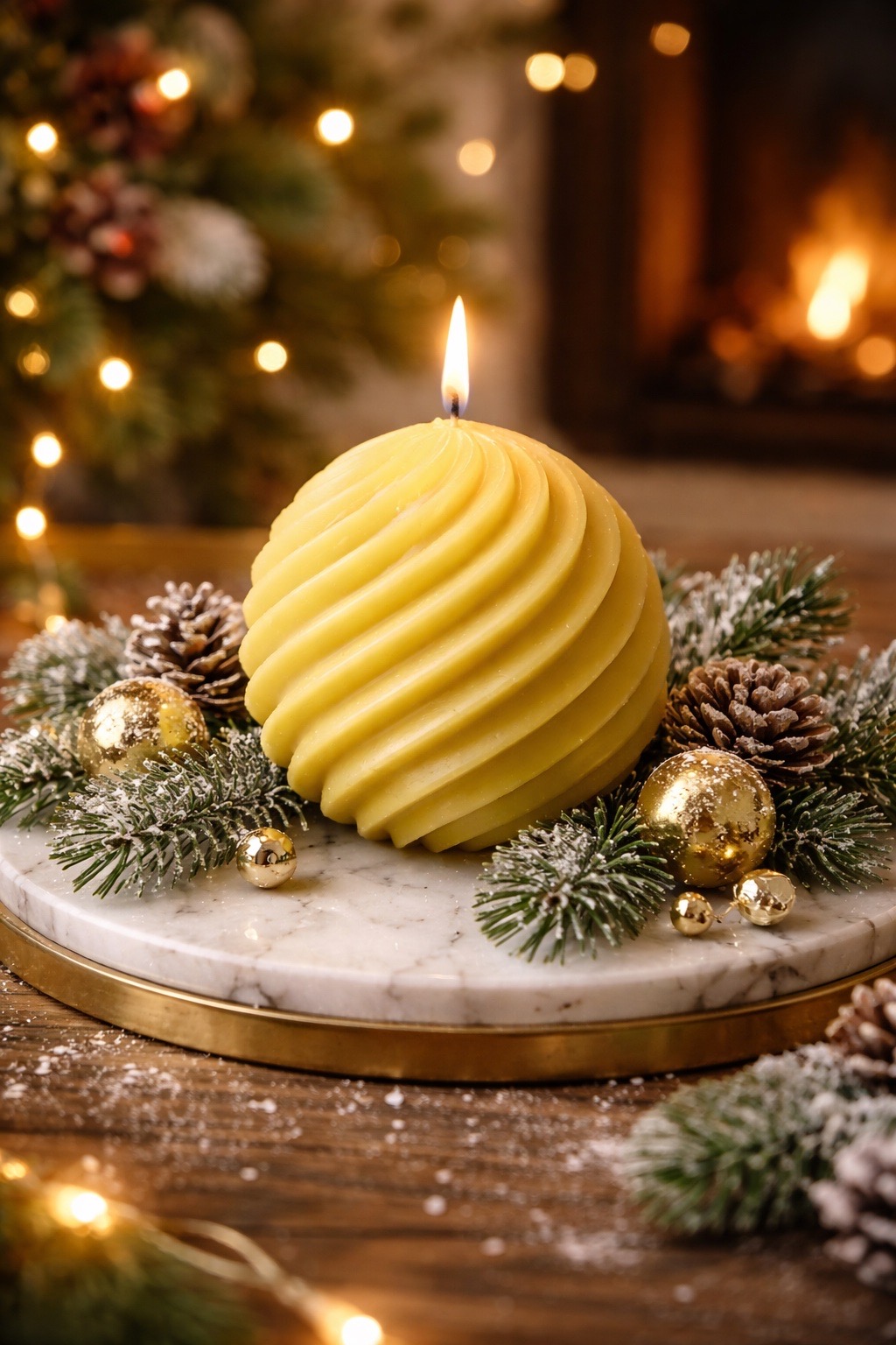 Bienenwachskerze Kugel gedreht